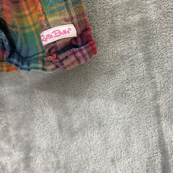Ruffle Butts Girls Plaid Dress Tunic Size 5 Long Sleeve Ruffles Orange Blue Fall - Picture 3 of 9